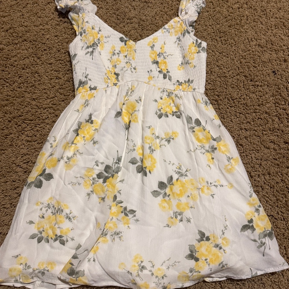 Floral Yellow and White Kids Dress